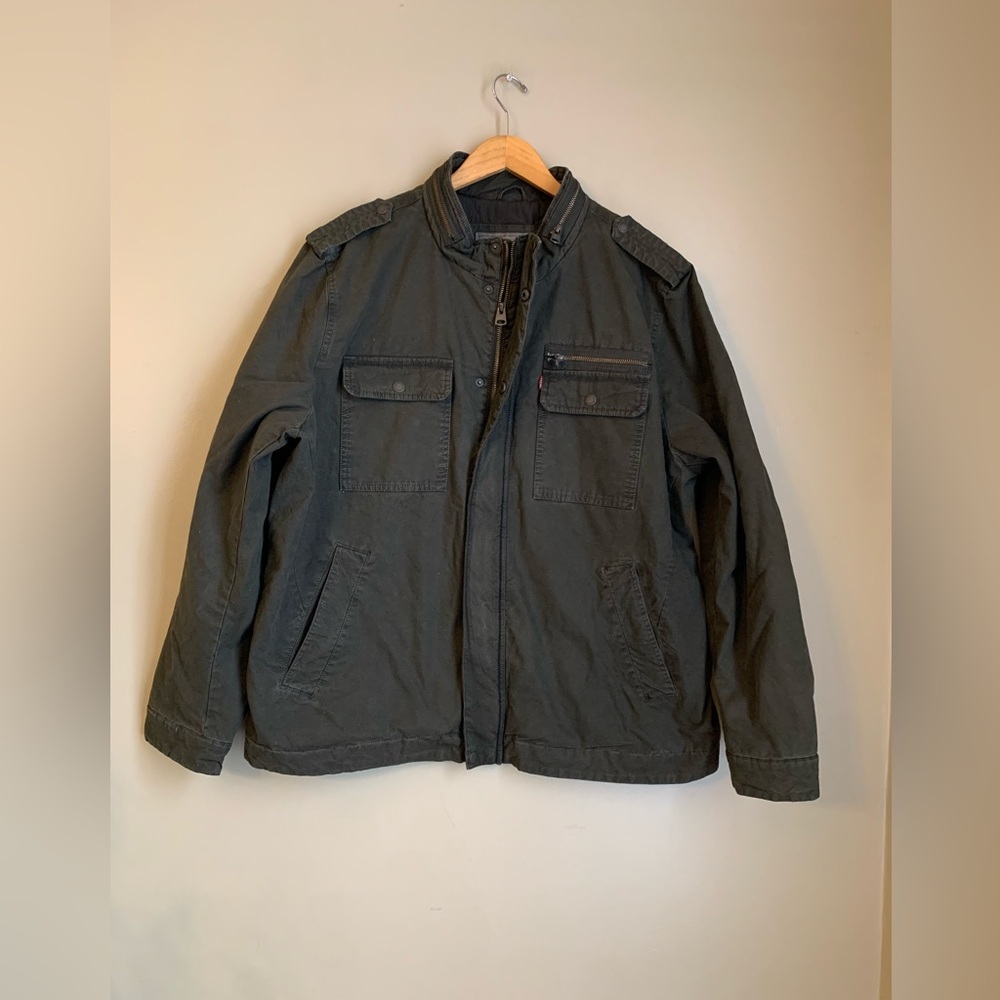 Levi's Military Field Jacket Men's  Military Green Canvas Coat Quilt Lined XXL